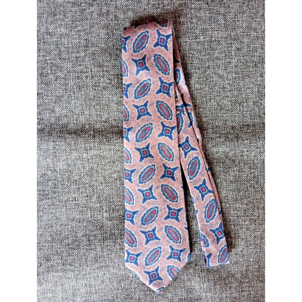 Tie 70s 80s 90s Y2K Mens Damon Silk Pink Blue Red 3.75 Wide 58 Long